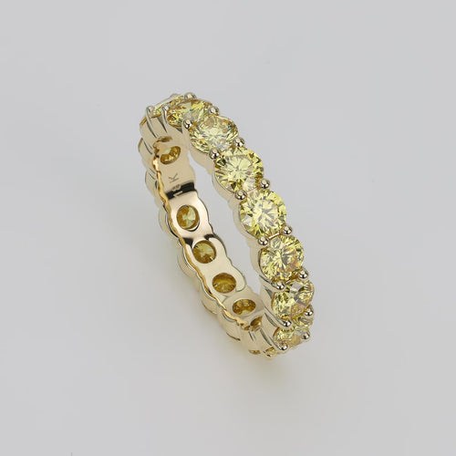 Full Eternity Band in 18k Gold with Fancy Yellow Lab-Diamonds
